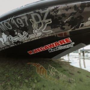 gray-megaware-keelguard-on-a-boat-beached
