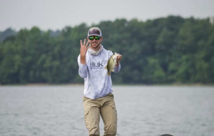 Kyle Gelles fishing as a co-angler with 4 fish
